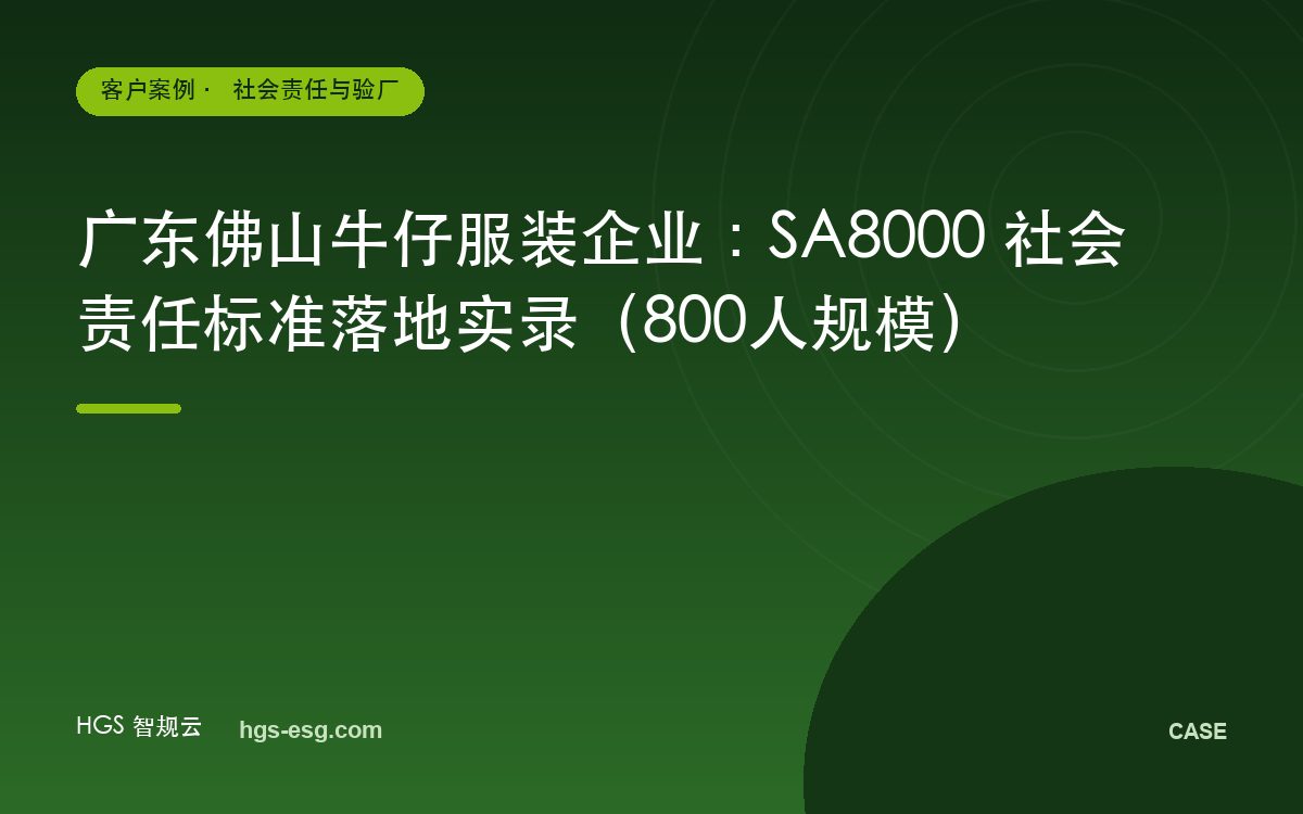 广东佛山牛仔服装企业：SA8000 社会责任标准落地实录（800人规模）