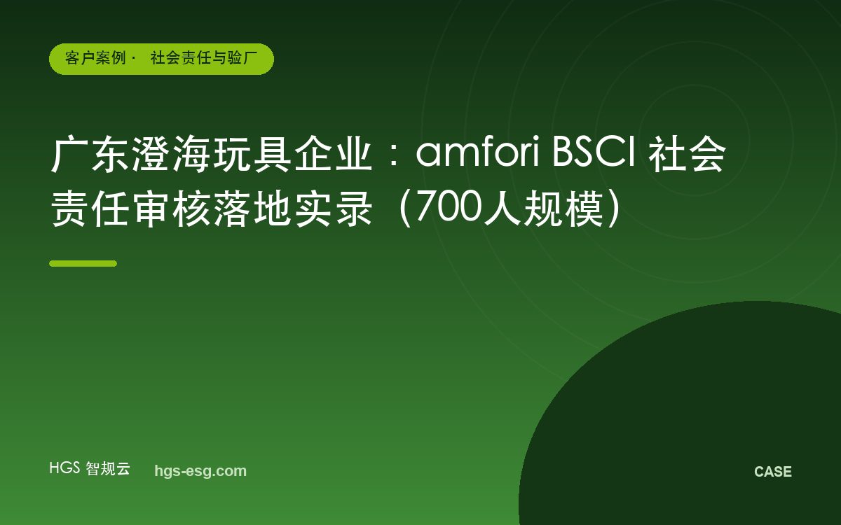 广东澄海玩具企业：amfori BSCI 社会责任审核落地实录（700人规模）