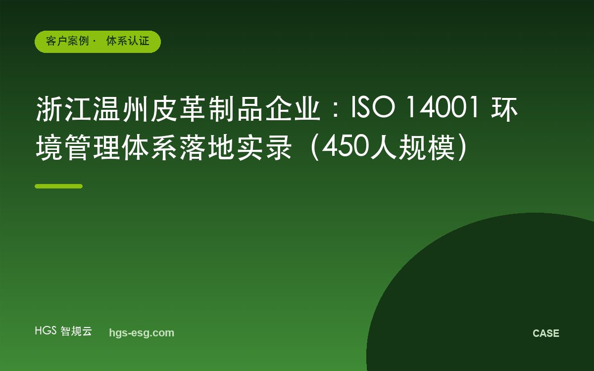 浙江温州皮革制品企业：ISO 14001 环境管理体系落地实录（450人规模）